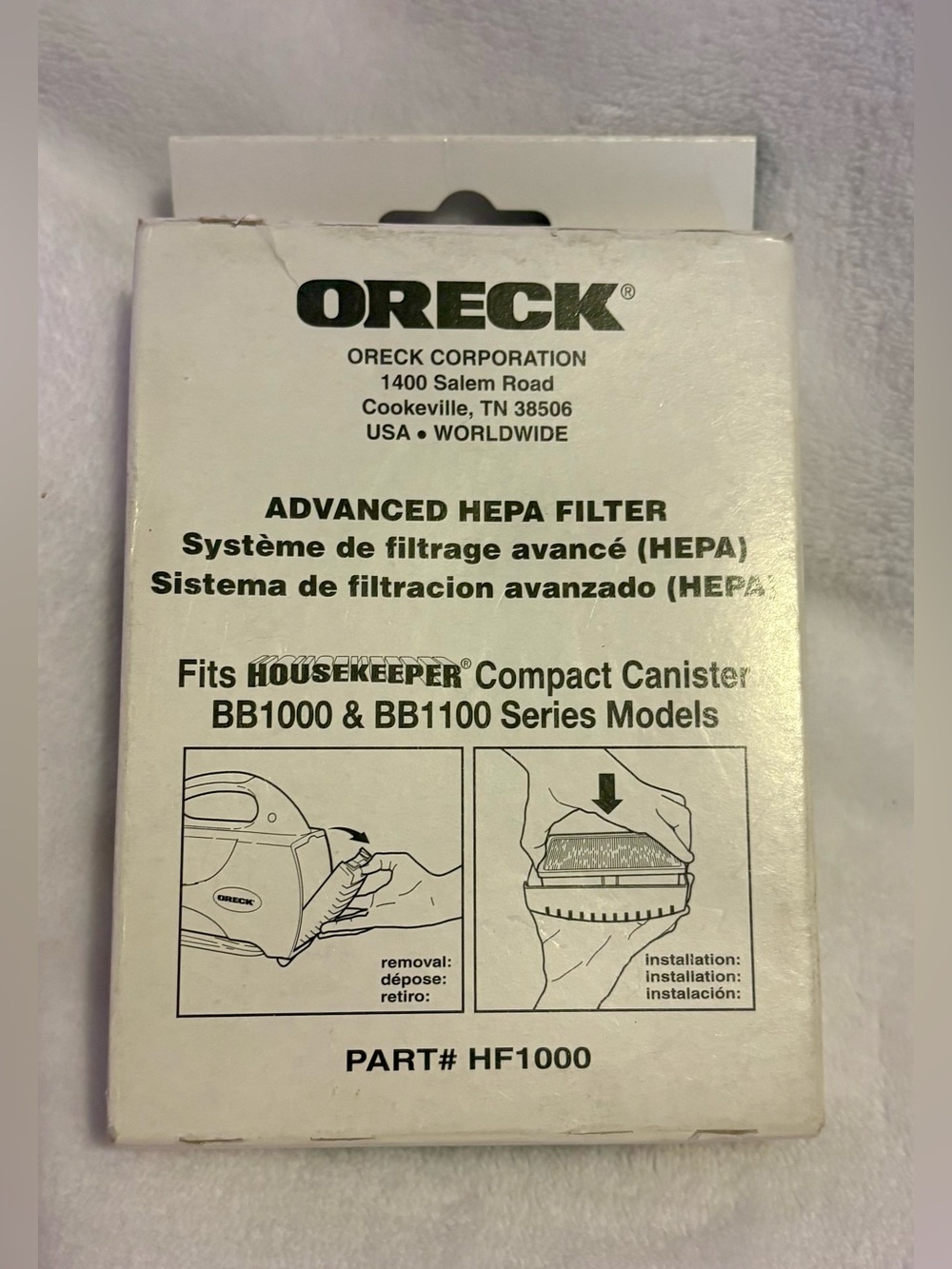 ORECK Advanced HEPA Filter for Compact Canister BB1000 & BB1100